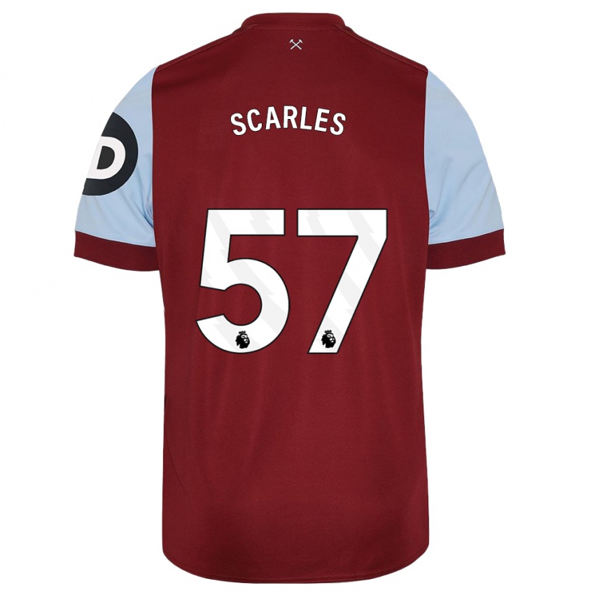 Kvinder Oliver Scarles #57 Rødbrun Hjemmebane Spillertrøjer 2023/24 Trøje T-Shirt