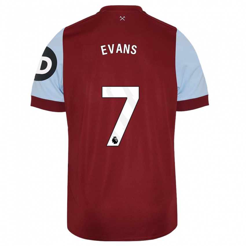 Kvinder Lisa Evans #7 Rødbrun Hjemmebane Spillertrøjer 2023/24 Trøje T-Shirt