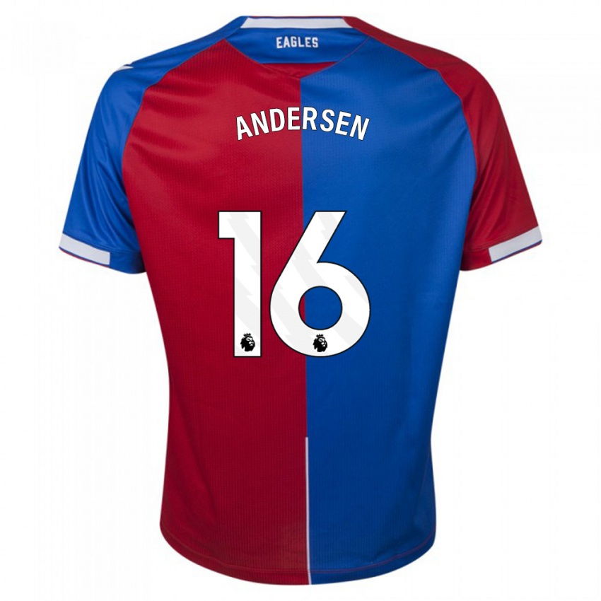 Kvinder Joachim Andersen #16 Rød Blå Hjemmebane Spillertrøjer 2023/24 Trøje T-Shirt