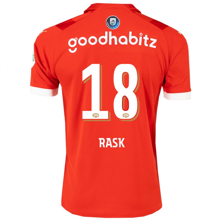 Kvinder Caroline Rask #18 Rød Hjemmebane Spillertrøjer 2023/24 Trøje T-Shirt