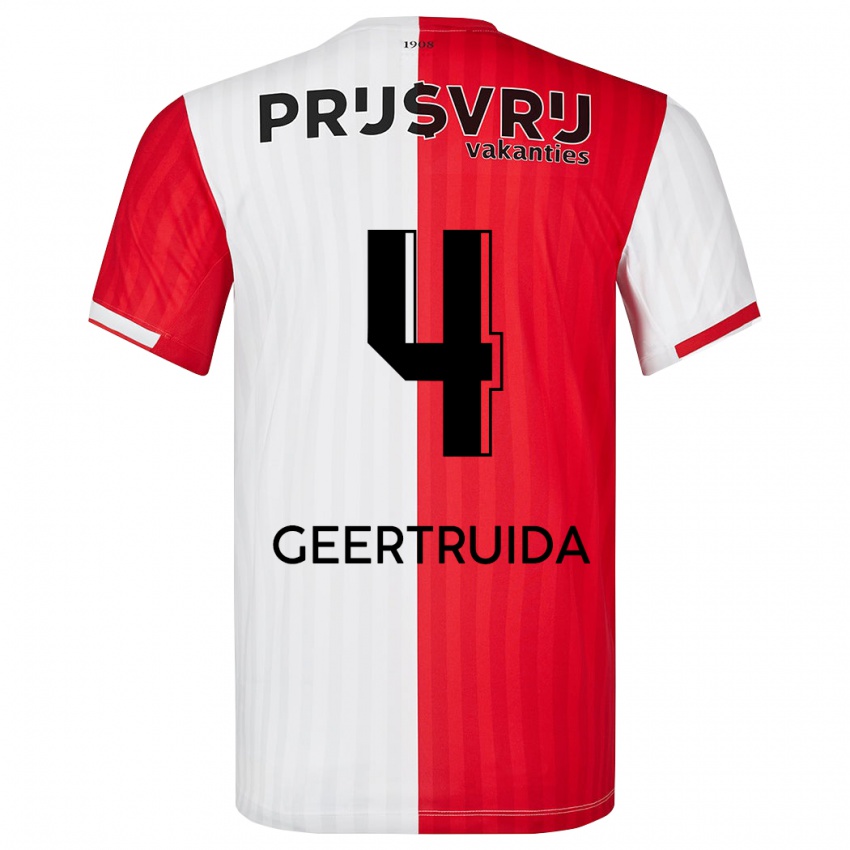 Kvinder Lutsharel Geertruida #4 Rød Hvid Hjemmebane Spillertrøjer 2023/24 Trøje T-Shirt