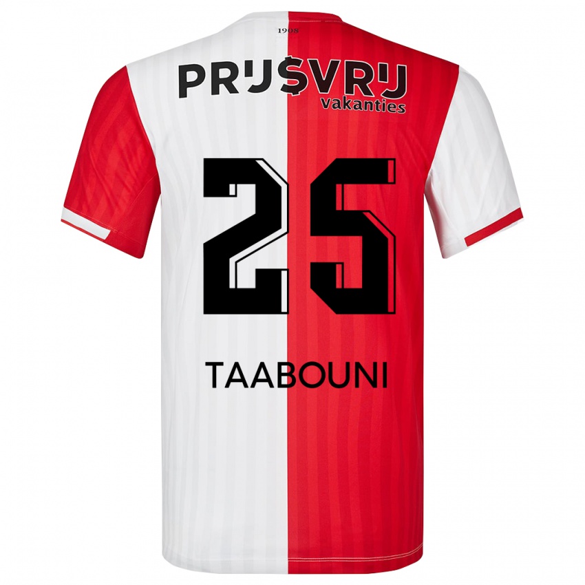 Kvinder Mohamed Taabouni #25 Rød Hvid Hjemmebane Spillertrøjer 2023/24 Trøje T-Shirt