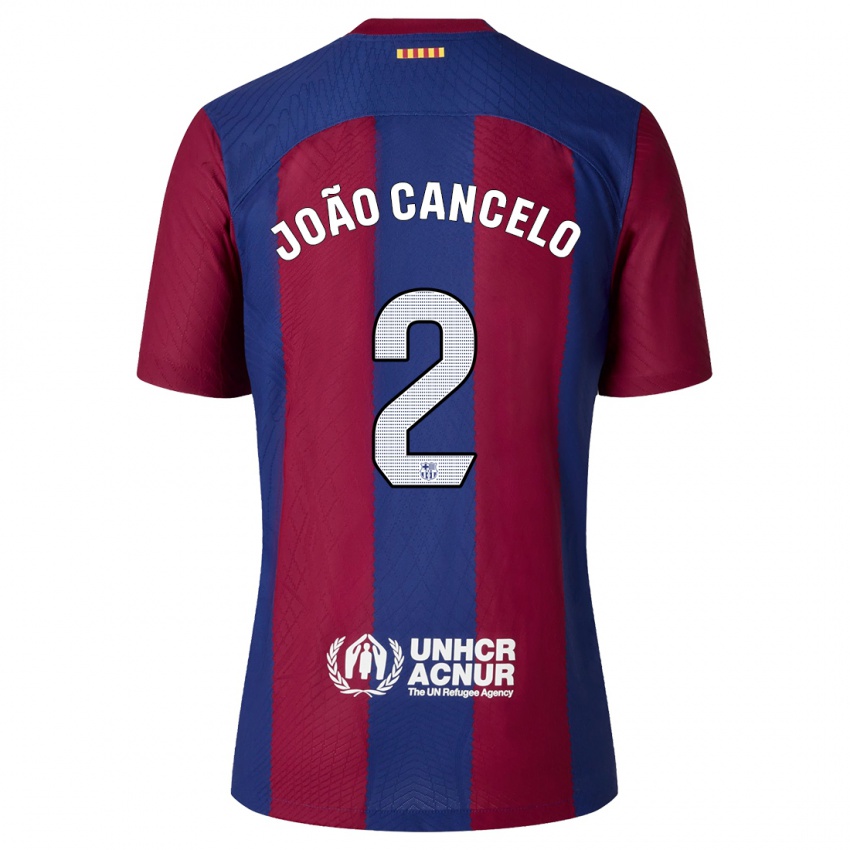 Kvinder Joao Cancelo #2 Rød Blå Hjemmebane Spillertrøjer 2023/24 Trøje T-Shirt