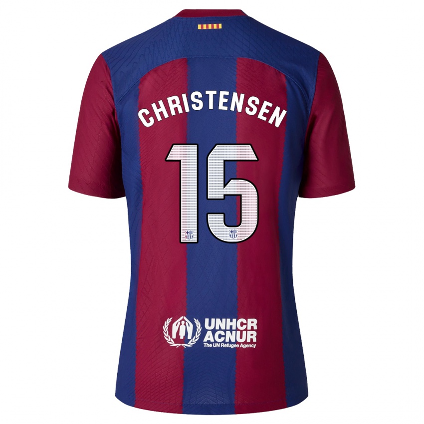 Kvinder Andreas Christensen #15 Rød Blå Hjemmebane Spillertrøjer 2023/24 Trøje T-Shirt