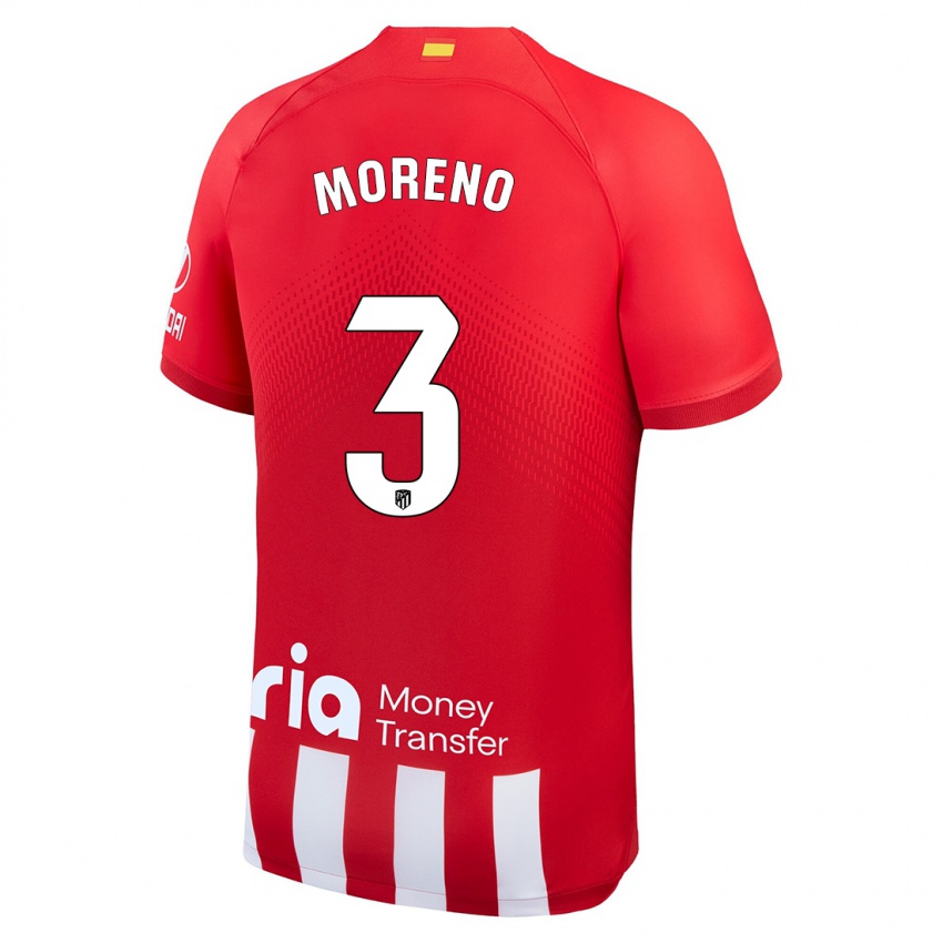 Kvinder Marco Moreno #3 Rød Hvid Hjemmebane Spillertrøjer 2023/24 Trøje T-Shirt