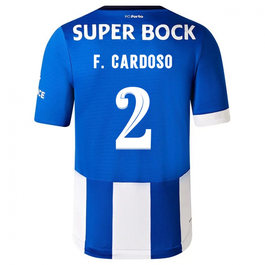 Kvinder Fabio Cardoso #2 Blå Hvid Hjemmebane Spillertrøjer 2023/24 Trøje T-Shirt