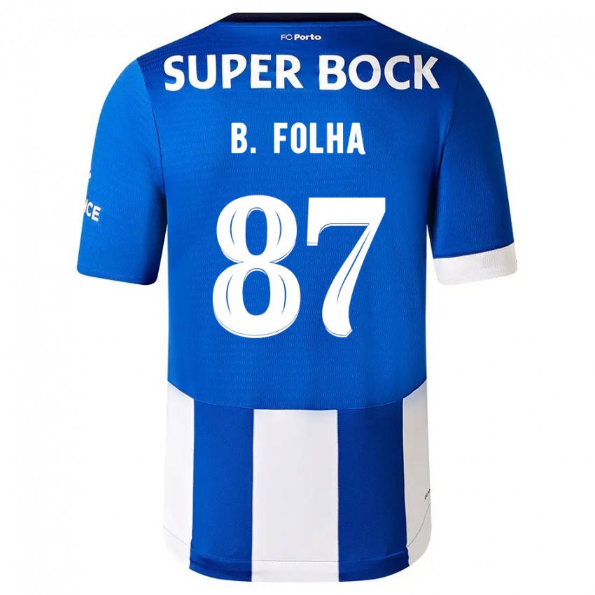 Kvinder Bernardo Folha #87 Blå Hvid Hjemmebane Spillertrøjer 2023/24 Trøje T-Shirt