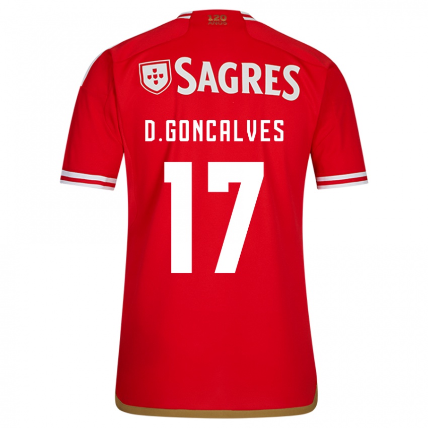 Kvinder Diogo Goncalves #17 Rød Hjemmebane Spillertrøjer 2023/24 Trøje T-Shirt