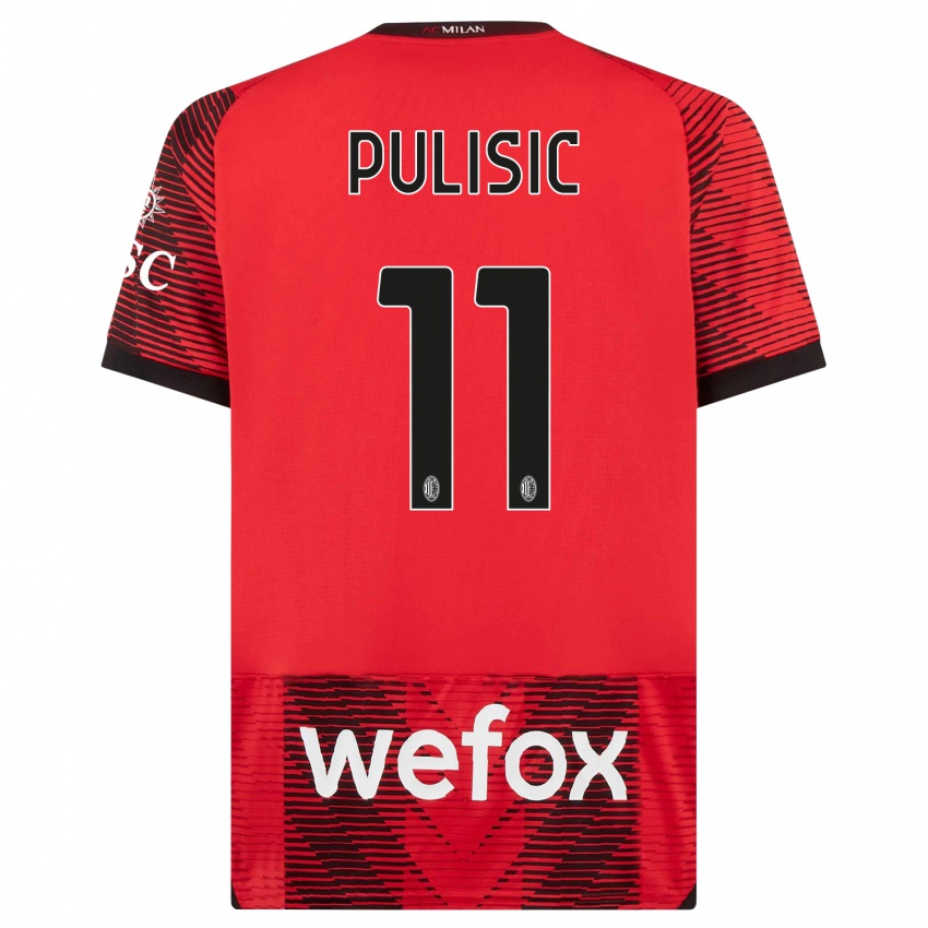 Kvinder Christian Pulisic #11 Rød Sort Hjemmebane Spillertrøjer 2023/24 Trøje T-Shirt