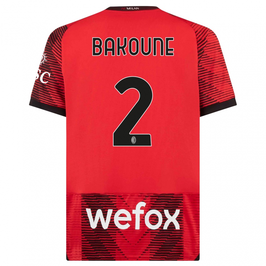 Kvinder Adam Bakoune #2 Rød Sort Hjemmebane Spillertrøjer 2023/24 Trøje T-Shirt