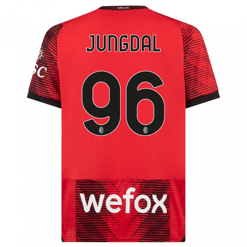 Kvinder Andreas Jungdal #96 Rød Sort Hjemmebane Spillertrøjer 2023/24 Trøje T-Shirt