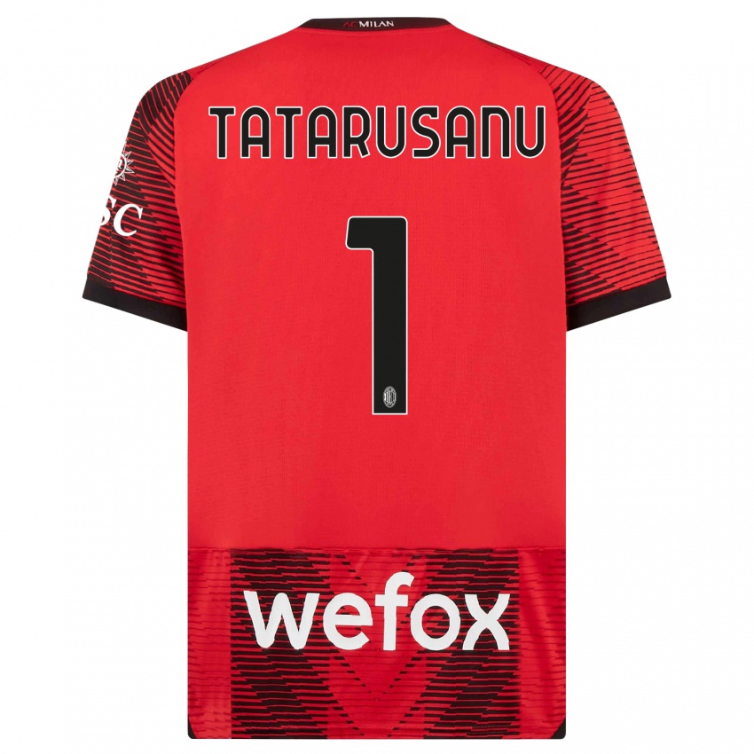 Kvinder Ciprian Tatarusanu #1 Rød Sort Hjemmebane Spillertrøjer 2023/24 Trøje T-Shirt