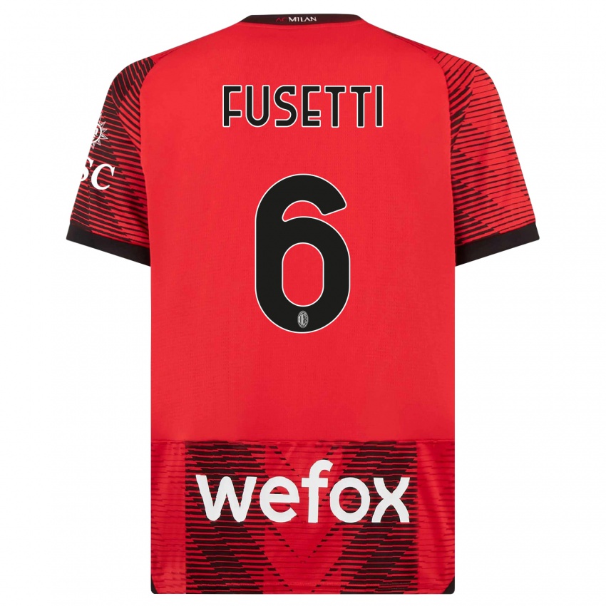Kvinder Laura Fusetti #6 Rød Sort Hjemmebane Spillertrøjer 2023/24 Trøje T-Shirt