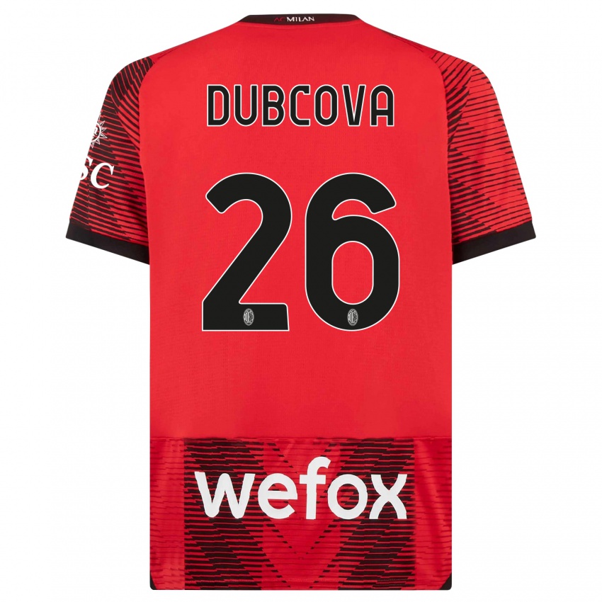 Kvinder Michaela Dubcova #26 Rød Sort Hjemmebane Spillertrøjer 2023/24 Trøje T-Shirt