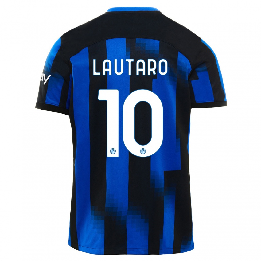 Kvinder Lautaro Martinez #10 Sort Blå Hjemmebane Spillertrøjer 2023/24 Trøje T-Shirt