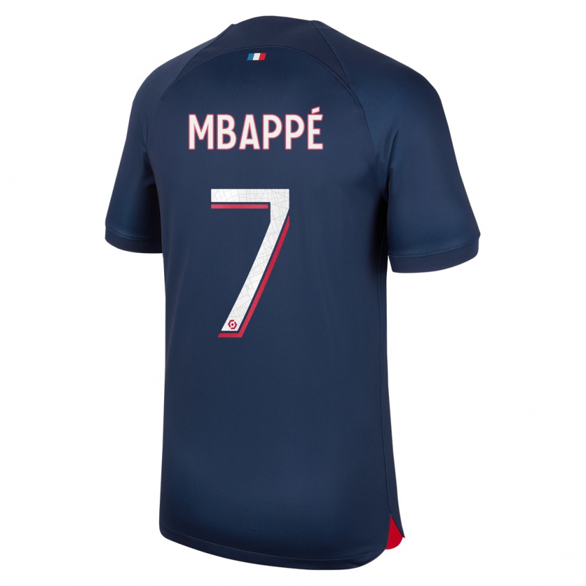 Kvinder Kylian Mbappe #7 Blå Rød Hjemmebane Spillertrøjer 2023/24 Trøje T-Shirt