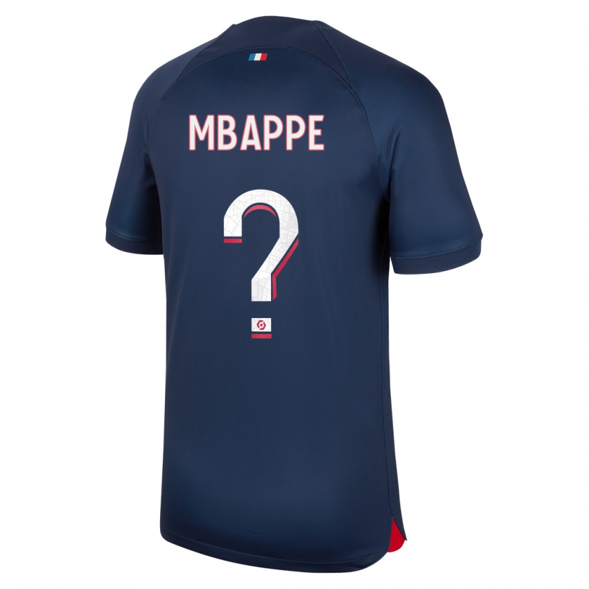 Kvinder Ethan Mbappe #0 Blå Rød Hjemmebane Spillertrøjer 2023/24 Trøje T-Shirt