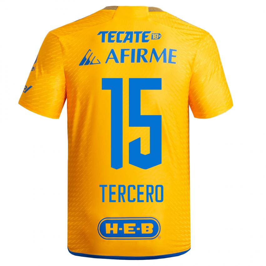 Kvinder Eduardo Tercero #15 Gul Hjemmebane Spillertrøjer 2023/24 Trøje T-Shirt