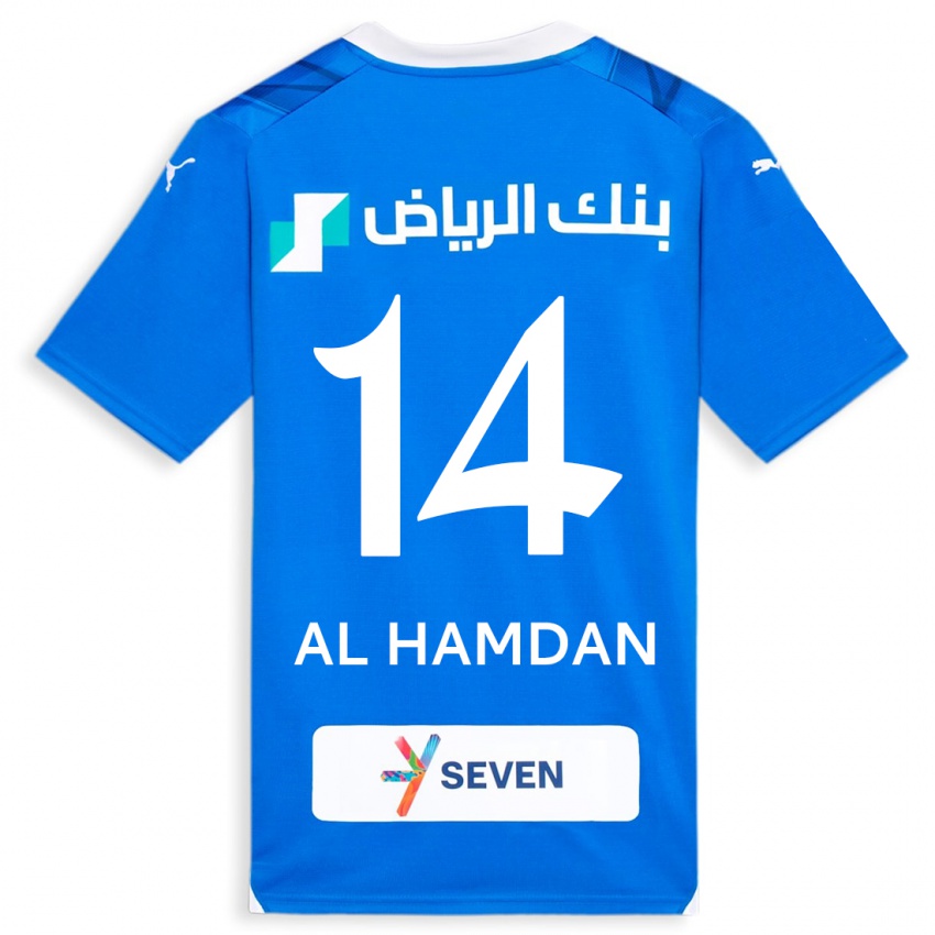 Kvinder Abdullah Al-Hamdan #14 Blå Hjemmebane Spillertrøjer 2023/24 Trøje T-Shirt