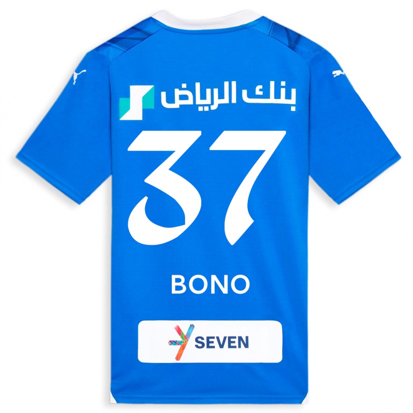 Kvinder Bono #37 Blå Hjemmebane Spillertrøjer 2023/24 Trøje T-Shirt