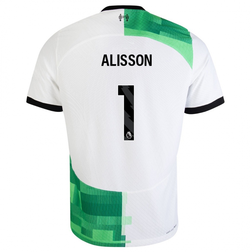 Kvinder Alisson #1 Hvid Grøn Udebane Spillertrøjer 2023/24 Trøje T-Shirt