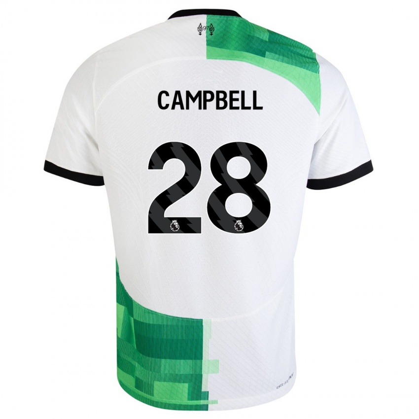 Kvinder Megan Campbell #28 Hvid Grøn Udebane Spillertrøjer 2023/24 Trøje T-Shirt