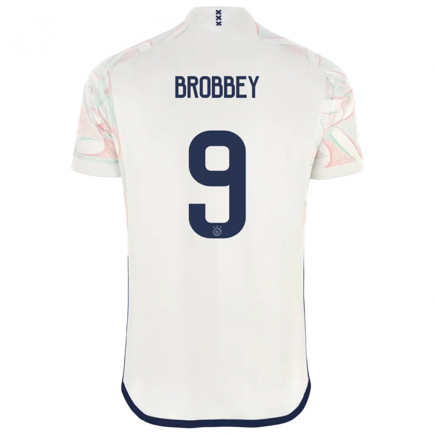 Kvinder Brian Brobbey #9 Hvid Udebane Spillertrøjer 2023/24 Trøje T-Shirt