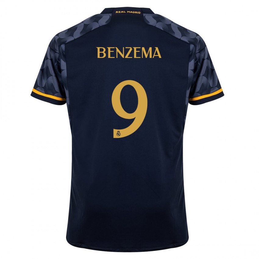 Kvinder Karim Benzema #9 Mørkeblå Udebane Spillertrøjer 2023/24 Trøje T-Shirt