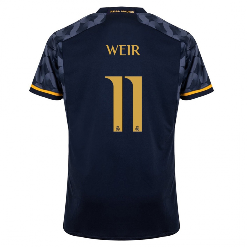 Kvinder Caroline Weir #11 Mørkeblå Udebane Spillertrøjer 2023/24 Trøje T-Shirt