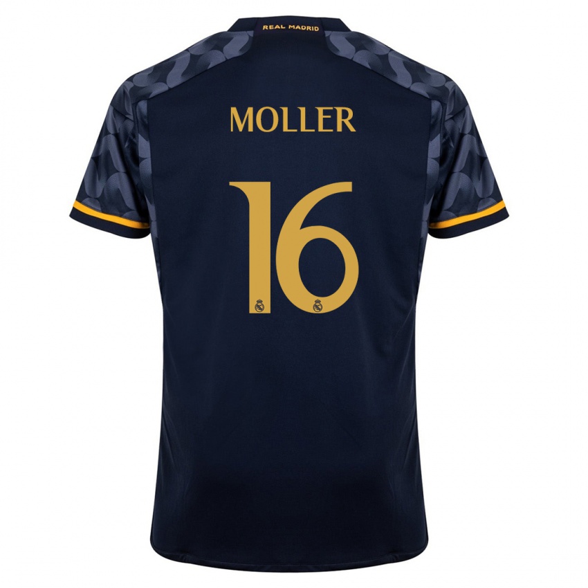 Kvinder Caroline Moller #16 Mørkeblå Udebane Spillertrøjer 2023/24 Trøje T-Shirt