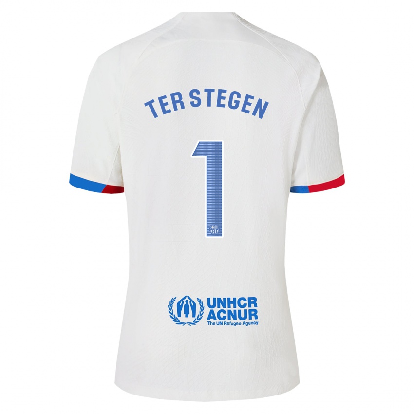 Kvinder Marc-Andre Ter Stegen #1 Hvid Udebane Spillertrøjer 2023/24 Trøje T-Shirt