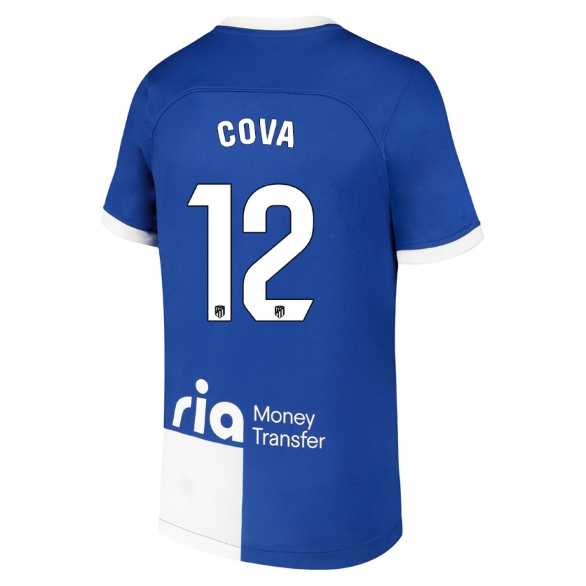 Kvinder Adrian Cova #12 Blå Hvid Udebane Spillertrøjer 2023/24 Trøje T-Shirt