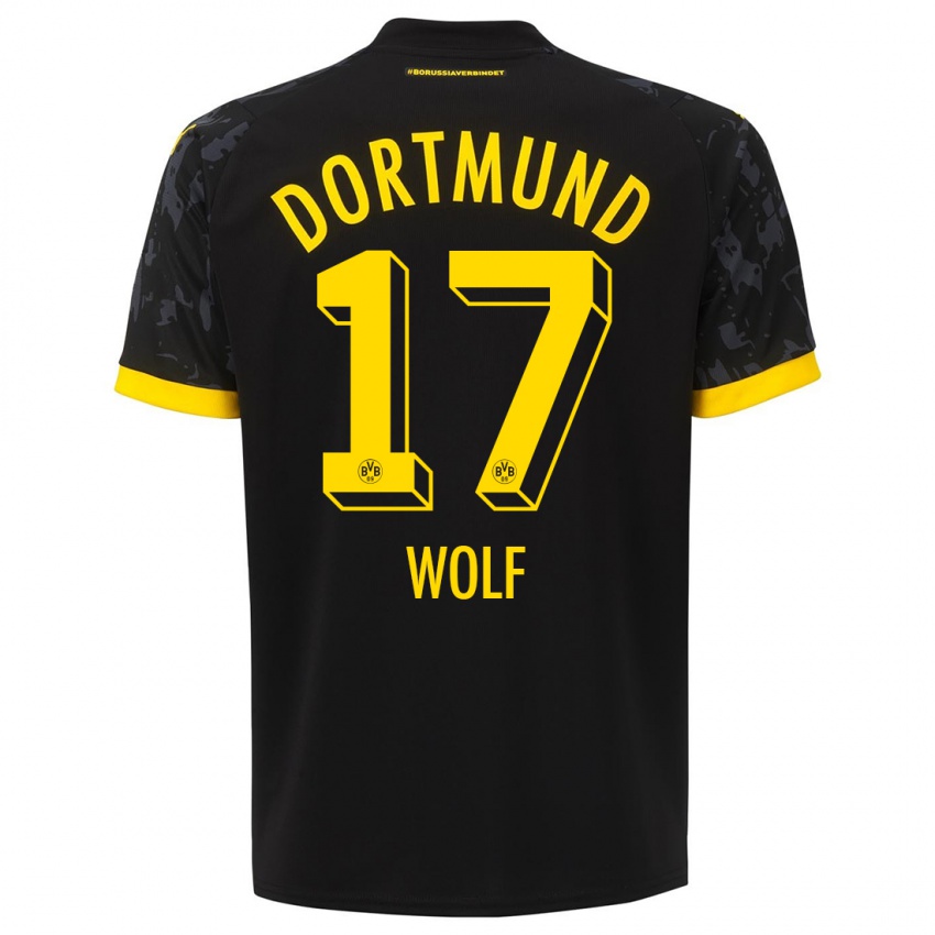 Kvinder Marius Wolf #17 Sort Udebane Spillertrøjer 2023/24 Trøje T-Shirt