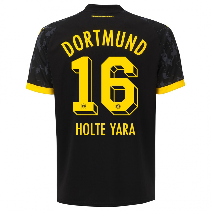 Kvinder Ten Holte Yara #16 Sort Udebane Spillertrøjer 2023/24 Trøje T-Shirt