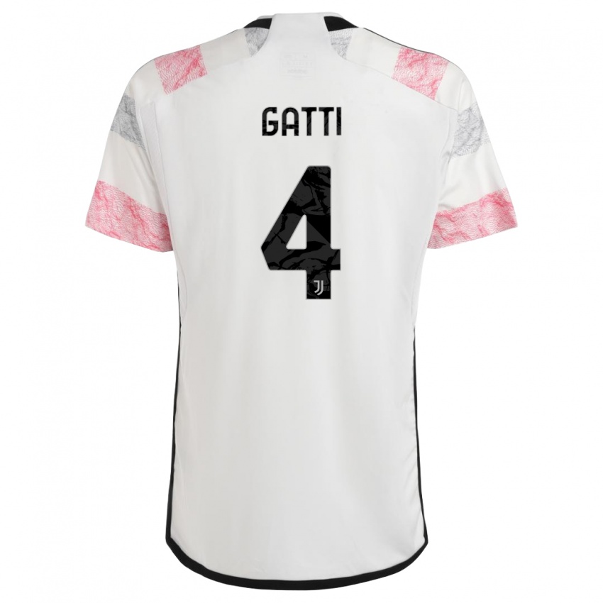 Kvinder Federico Gatti #4 Hvid Pink Udebane Spillertrøjer 2023/24 Trøje T-Shirt