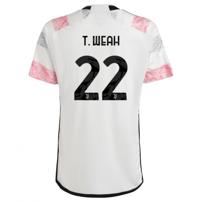 Kvinder Timothy Weah #22 Hvid Pink Udebane Spillertrøjer 2023/24 Trøje T-Shirt