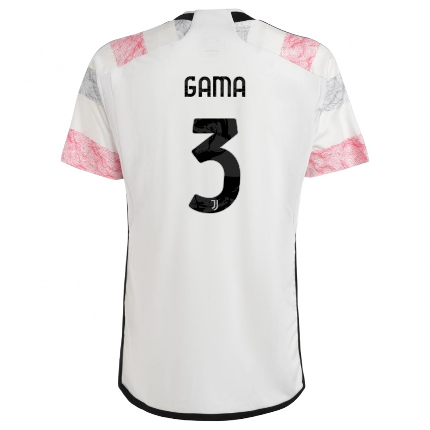 Kvinder Sara Gama #3 Hvid Pink Udebane Spillertrøjer 2023/24 Trøje T-Shirt