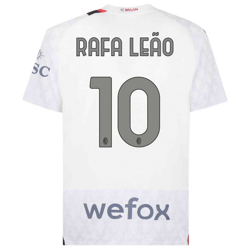 Kvinder Rafael Leao #10 Hvid Udebane Spillertrøjer 2023/24 Trøje T-Shirt