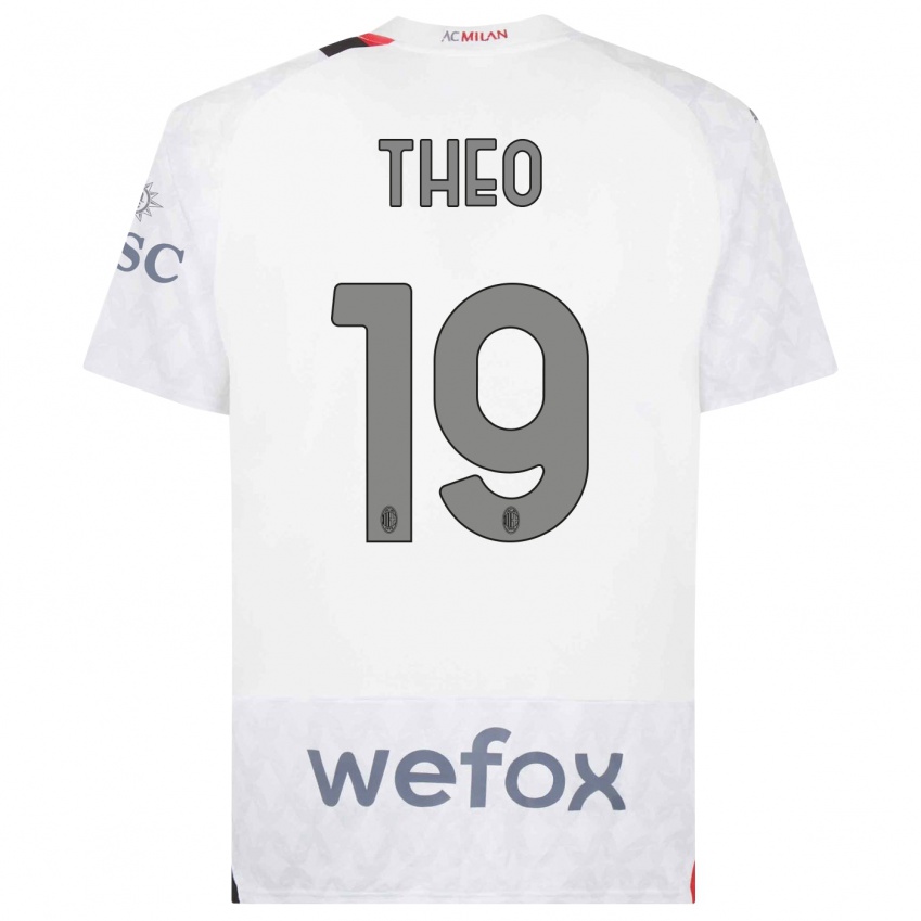 Kvinder Theo Hernandez #19 Hvid Udebane Spillertrøjer 2023/24 Trøje T-Shirt