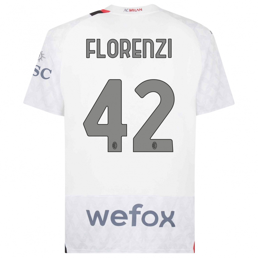 Kvinder Alessandro Florenzi #42 Hvid Udebane Spillertrøjer 2023/24 Trøje T-Shirt