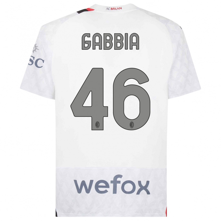 Kvinder Matteo Gabbia #46 Hvid Udebane Spillertrøjer 2023/24 Trøje T-Shirt
