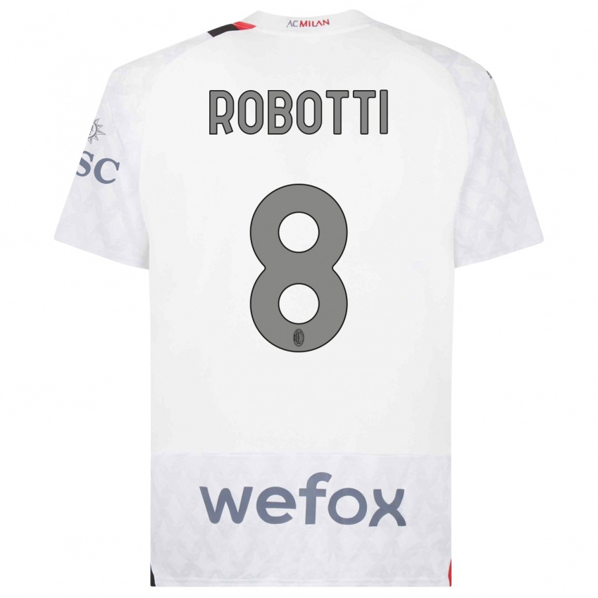 Kvinder Giovanni Robotti #8 Hvid Udebane Spillertrøjer 2023/24 Trøje T-Shirt