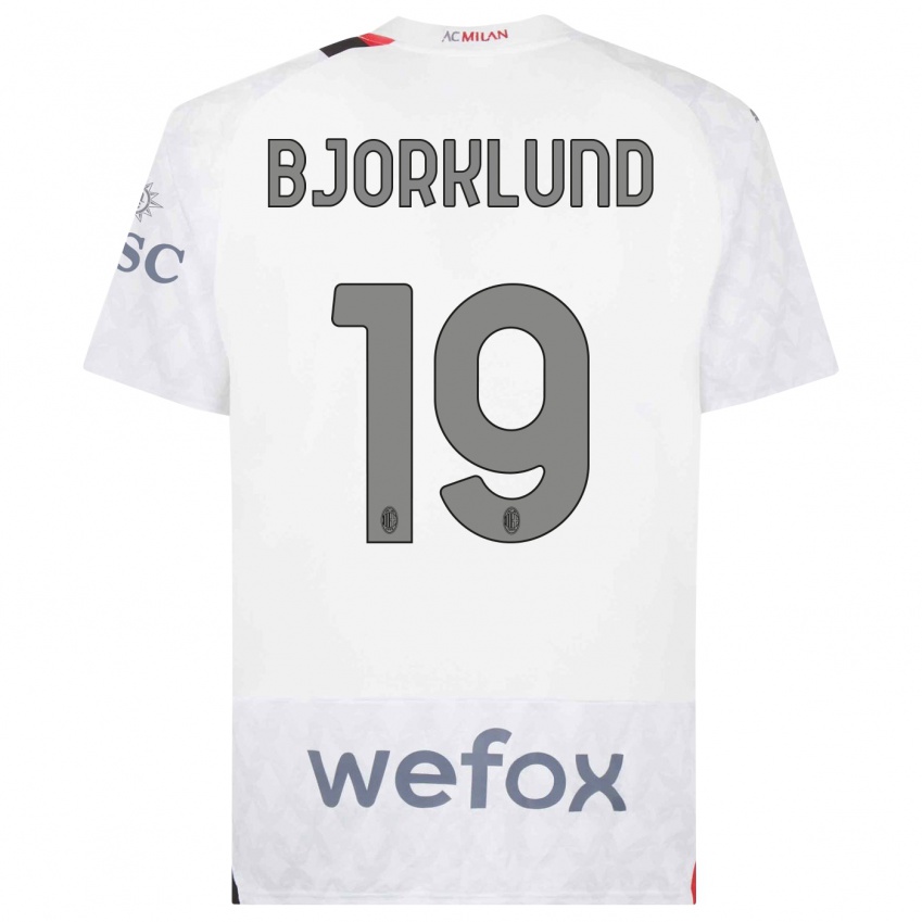Kvinder Lukas Bjorklund #19 Hvid Udebane Spillertrøjer 2023/24 Trøje T-Shirt