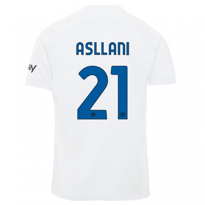 Kvinder Kristjan Asllani #21 Hvid Udebane Spillertrøjer 2023/24 Trøje T-Shirt