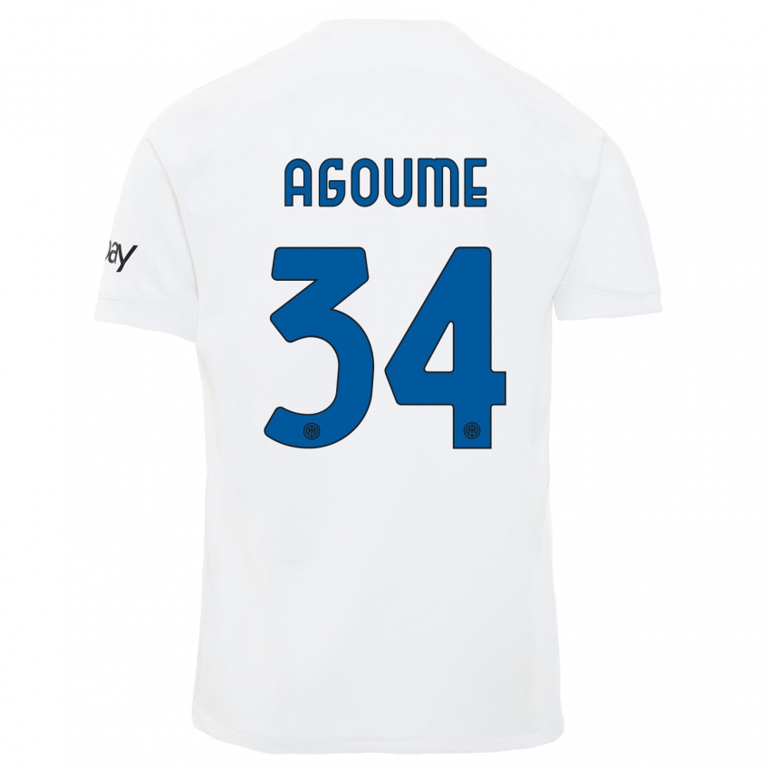 Kvinder Lucien Agoume #34 Hvid Udebane Spillertrøjer 2023/24 Trøje T-Shirt