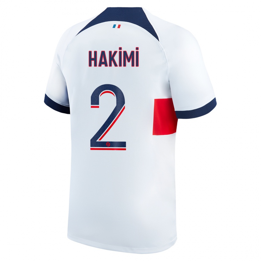 Kvinder Achraf Hakimi #2 Hvid Udebane Spillertrøjer 2023/24 Trøje T-Shirt