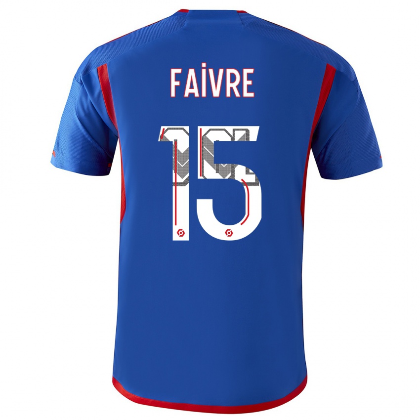 Kvinder Romain Faivre #15 Blå Rød Udebane Spillertrøjer 2023/24 Trøje T-Shirt