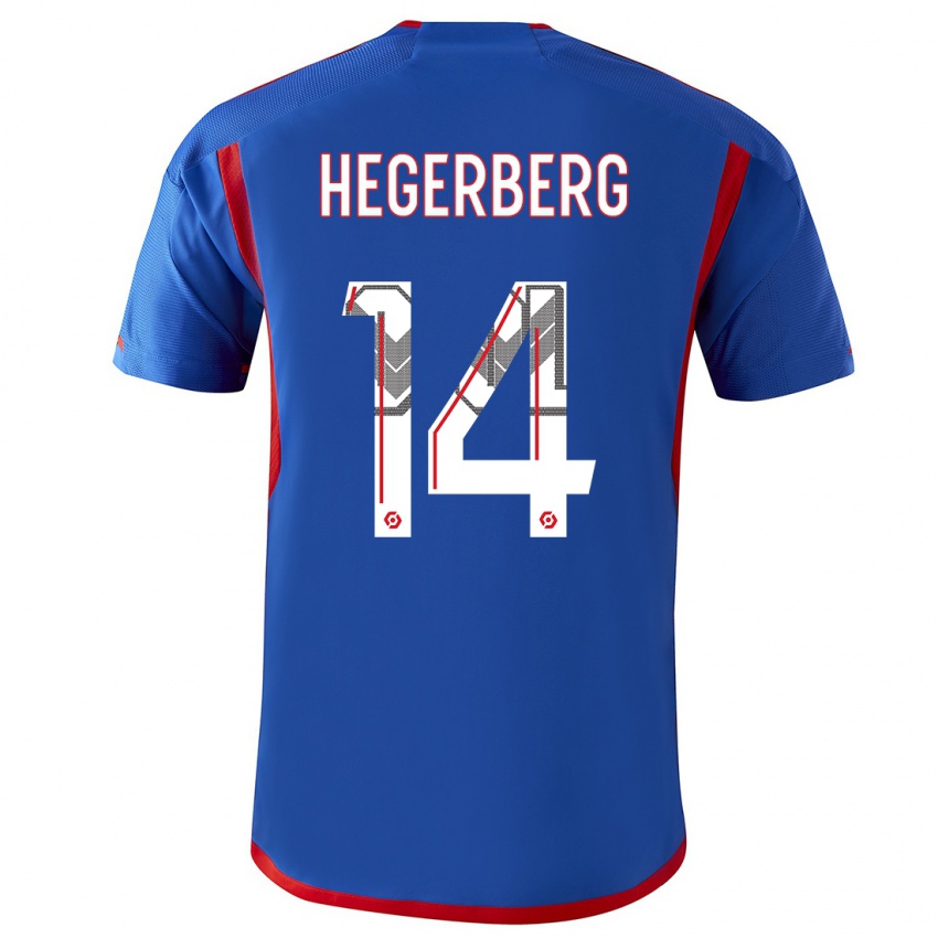 Kvinder Ada Hegerberg #14 Blå Rød Udebane Spillertrøjer 2023/24 Trøje T-Shirt