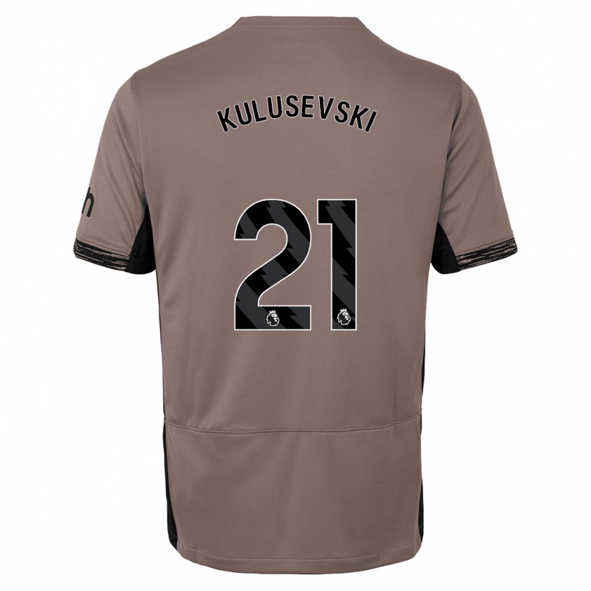 Kvinder Dejan Kulusevski #21 Mørk Beige Tredje Sæt Spillertrøjer 2023/24 Trøje T-Shirt