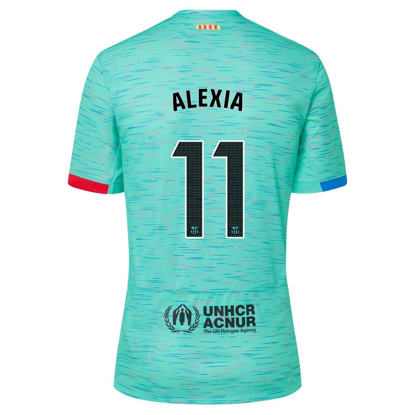 Kvinder Alexia Putellas #11 Lys Aqua Tredje Sæt Spillertrøjer 2023/24 Trøje T-Shirt